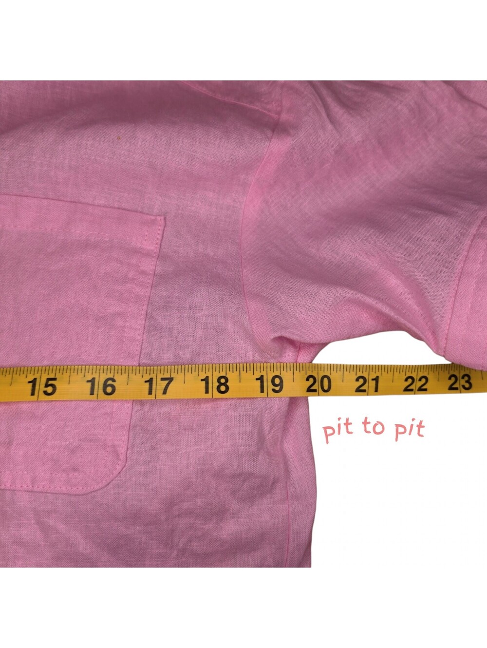 Love Tree Small Pink Linen Blend Button Up Blouse Short Sleeve Coastal Casual - Picture 5 of 9